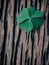 Closeup clovers leaves setup on wooden.
