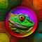 closeup of a colorful chameleon lizard. generative AI