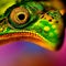 closeup of a colorful chameleon lizard. generative AI