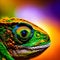 closeup of a colorful chameleon lizard. generative AI