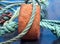 Closeup of colorful fisher nets and fisher rope