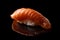 Closeup composition of fresh salmon sashimi sushi on a dark background
