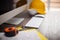 Closeup of a contractor\'s workspace