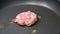 Closeup cooking pork burger in frying pan, Time Lapse