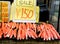 Closeup crab sticks and king crab legs meat with price tag in Japanese yen