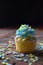Closeup cupcakes with spring sprinkles