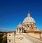 Closeup on cupola of St. Peter`s Basilica in Rome in Italy