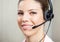 Closeup Of Customer Service Agent Wearing Headset