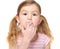 Closeup of Cute Little Girl Chewing Gum