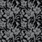 Closeup daffodil hand drawn seamless pattern on black background.