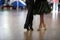 Closeup of dancer`s legs as they do the ballroom dance