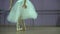 Closeup of dancing legs of ballerina wearing white pointes