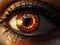 Closeup of Dark Amber Eye with Halo - AI Generated