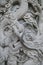 Closeup of a decorated stone column at the Po Lin Monastery