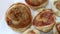 Closeup of delicious home made pinwheel puff pastries food on white background