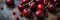 closeup delicious ripe red sweet cherry with water drops banner