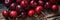 closeup delicious ripe red sweet cherry with water drops top view banner