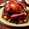 Closeup of a delicious Thanksgiving turkey on a plate