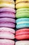 Closeup of delicious traditional french macarons. Colorful tasty cookies.