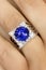 Closeup of Designer Ring with Tanzanite and Diamonds