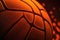 Closeup detail of basketball ball texture background. Team sport concept. AI Generation