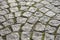 Closeup detail of cobblestone pavement in Dusseldorf, Germany