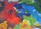 Closeup detail of oil color colorful artist palette tool
