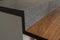 Closeup detail shot of gray terrazzo kitchen countertop with black marble