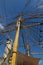 Closeup details of James Craig mast and rigging, three masted ba