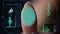 Closeup digital fingerprint health scanner analyzing biometrical information