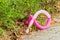 Closeup of discarded pink balloon