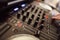 Closeup of DJ sound equipment mixer