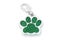 Closeup dog collar metal tag shaped in form footprint