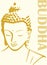 Closeup Drawing of Lord Buddha Head and Face Vector Editable Illustration