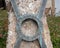 Closeup drinking fountain by the Main Square of the Santa Maria de Montserrat Abbey near Barcelona, Spain.