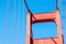 Closeup drone view of the part of the Golden Gate Bridge in San Francisco, California, USA