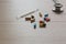 Closeup drug Capsule and stethoscope and mercury on Wood table . Medical concept