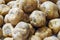 Closeup of dutch Opperdoezer Ronde potatoes