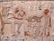 Closeup of egyptian hieroglyphs and paintings