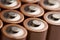 Closeup of electric batteries