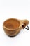 Closeup of empty natural birch tree wooden cup