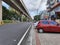 Closeup of empty roads due to covid 19 lockdown rules restriction, for transport in a Bangalore, Yelachenahalli Metro Station Road