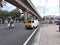 Closeup of empty roads due to covid 19 lockdown rules restriction, for transport in a Bangalore, Yelachenahalli Metro Station Road