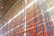 Closeup of empty warehouse racking facilities for logistic indus