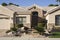 Closeup of entryway of modern adobe home