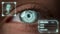 Closeup eye biometrics recognition system checking user analyzing personality