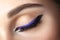 Closeup eye with makeup - arrow black and lilac