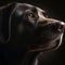 closeup eyes of sad labrador. AI generative