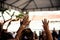 Closeup of faithful prayers hands up together at the famous Senhor do Bonfim church in Salvador