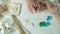 Closeup Of Family Preparing Dough For Baking Cookies